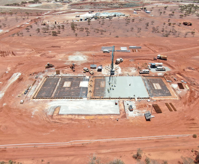 Wide aerial view of a mining site