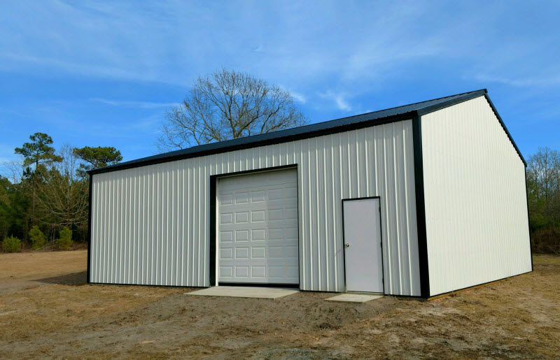 storage shed in an open field