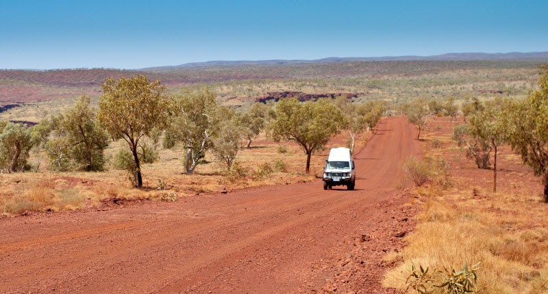 Van cruising on an outback area